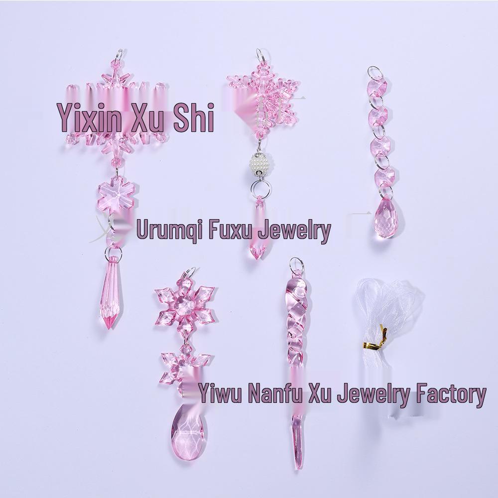 18-Piece Christmas Tree Decoration Set: Crystal Snowflakes & Icicle Ornaments