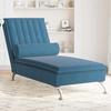 VidaXL Massage Chaise Longue with Bolster Blue Velvet, Long Sofa Chair, Bedroom Chaise Lounge, Chair of 379467
