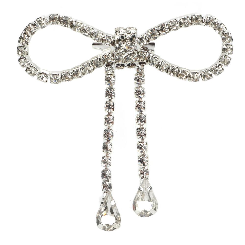2pcs Tassel Design Rhinestone Bow Brooch Rhinestone Design Bowknot Brooch Pin Weddings