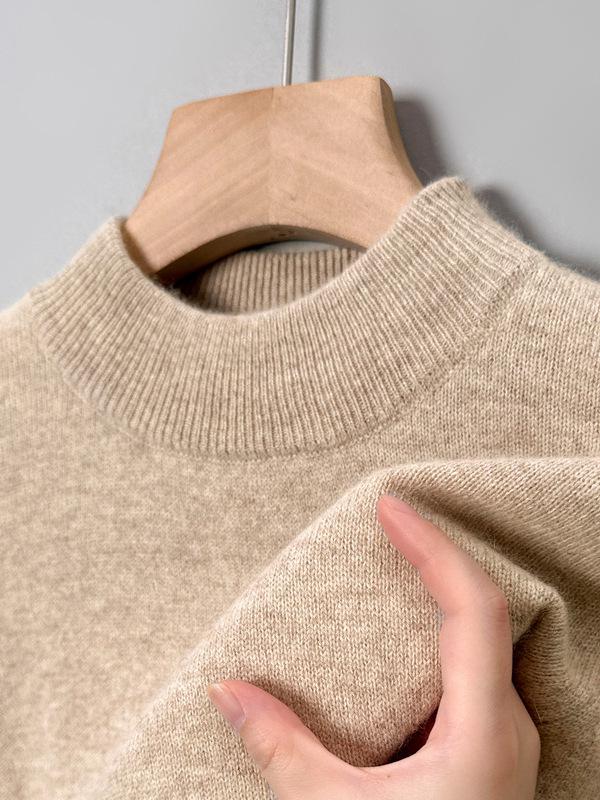 Men's Thickened Wool Cashmere Sweater - Warm Half-High Neck Knitwear Plus Size