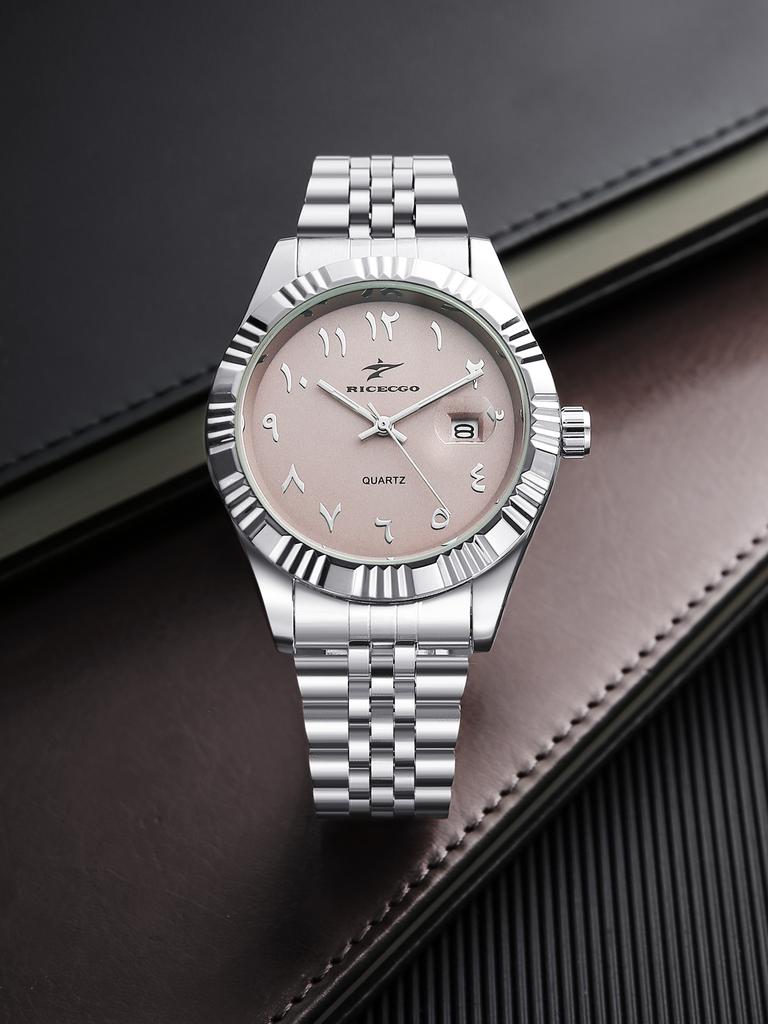 Classic Men's Quartz Watch Stainless Steel Strap Luminous Calendar Function Business Commute Fashionable Wristwatch Trendy Model