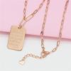 Purple Gold Letter Square Pendant Rose Gold Plated Fashion Tag Integrated Chain