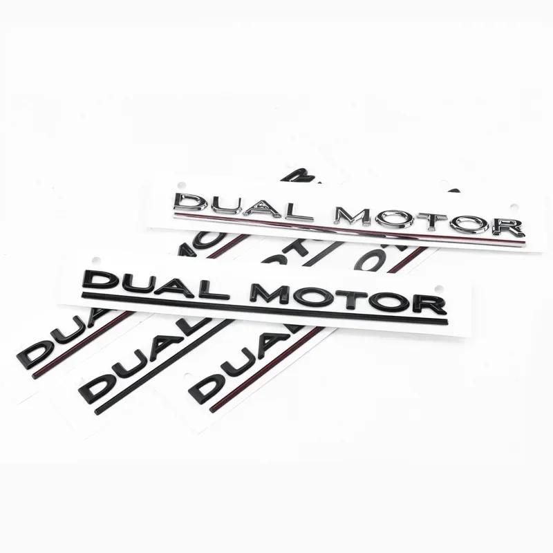 ABS Dual Motor Letters Rear Boot Tailgate Trunk Logo Emblem Badge Car Sticker Decal for Tesla Model 3 Model X Model S Y