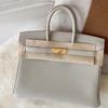 High-quality Version H Home First-layer Cowhide Lychee Pattern Platinum Bag, Portable Shoulder Crossbody Kelly Women's Bag