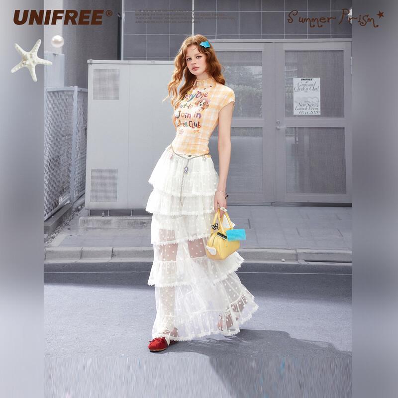 

UNIFREE Korean Style Plus Size Ruffle Midi Skirt S