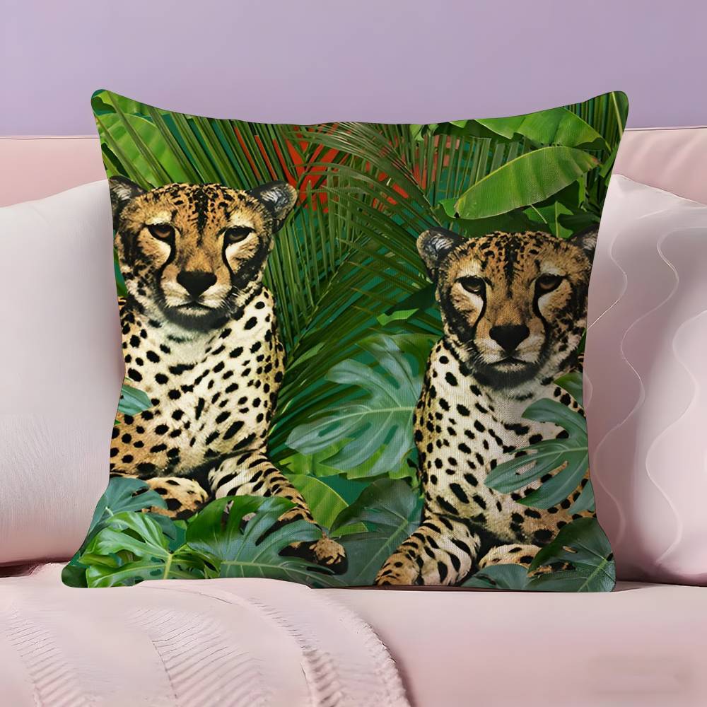 Federa Cuscino con Motivo Geometrico Animale Leopardo Federa Anti-acaro Cerniera Invisibile Peluche Corto Setoso Copricuscino per Divano