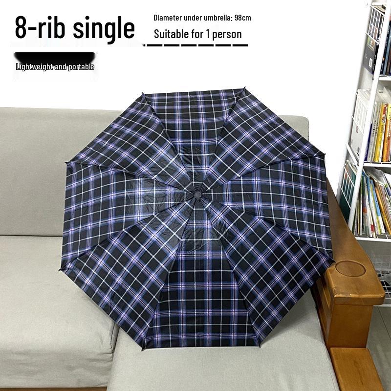 

Большой клетчатый зонт с 12 спицами, двойного усиления, складной, для мужчин, женщин и студентов - Устойчивый к шторму, ручное открытие