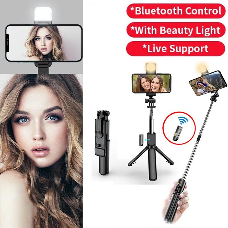 All In One Expandable Portable IPhone Tripod Selfie Stick Selfie Stick With Remote With Detachable BT Wireless Remote Compatible 7