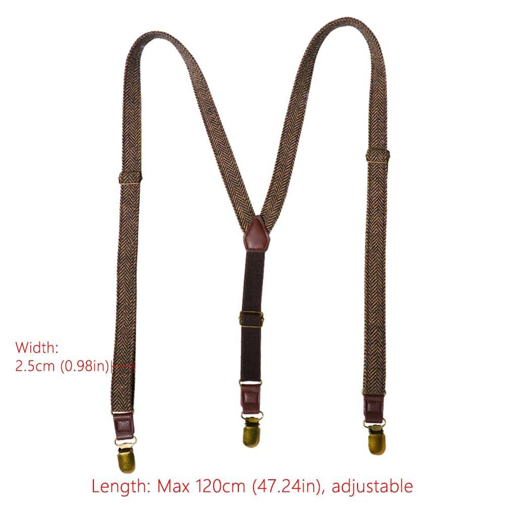 Elastic Strap Y-Type Suspenders 4 Clips Stripe Suspenders Fashion Metal Clip Suspenders Gift Idea