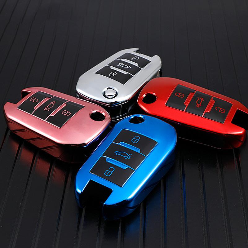 Para Citroen C4 C4L CACTUS C3 C6 C8 para Peugeot 2008 3008 4008 307 208 308 408 508 funda para llave de coche bolsa accesorios