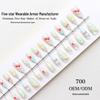3D Stereo Cherry Almond Wearable Nails with Blue Bow French Tip Design