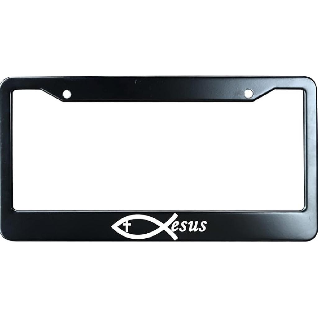 Do You Follow Jesus This Close? Matte Black Stainless Steel License Plate Frame For Christian, Jesus/God Auto Car Tag Frame, Heavy Duty License Plate