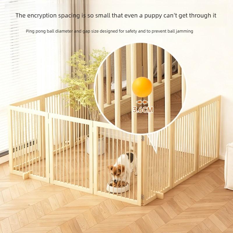 Solid Wood Pet Playpen, Foldable Tall Safety Barrier Gate, Adjustable Height Indoor Isolation Fence for Dogs & Cats Home