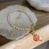 Trendy Peach Charm Natural Freshwater Pearl Ladies Bracelet Ins Style Sweet Fresh  Hand Jewelry Accessories
