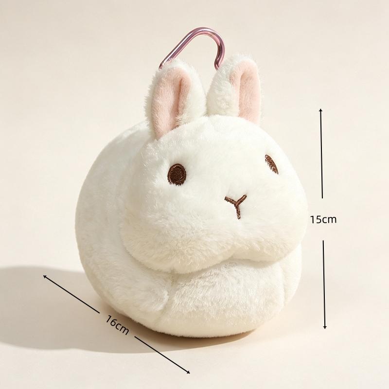 Porte-clés Poupée Lapin Rond Kawaii Pendentif Lapin Peluche Jouets Animaux Peluches Moelleux Pendentif Sac Dessin Animé Idée Cadeau Unique