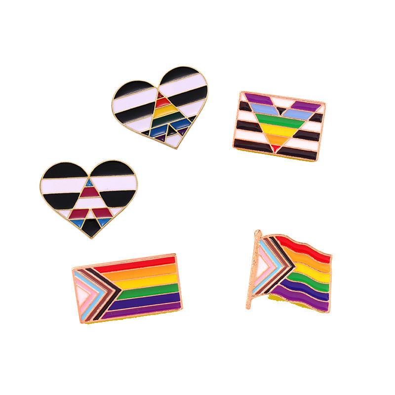 Creative Heart Shaped Rainbow Brooch Stylish Alloy Enamel Pin For Fashionable Personalization