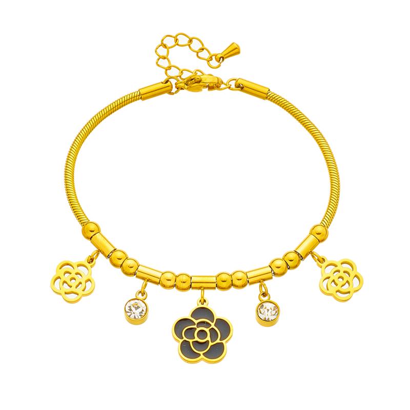 316L Stainless Steel New Fashion Fine Jewelry 9 Styles Beaded Zircon Stone Heart Eye Charm Thick Snake Chain Bracelets For Women