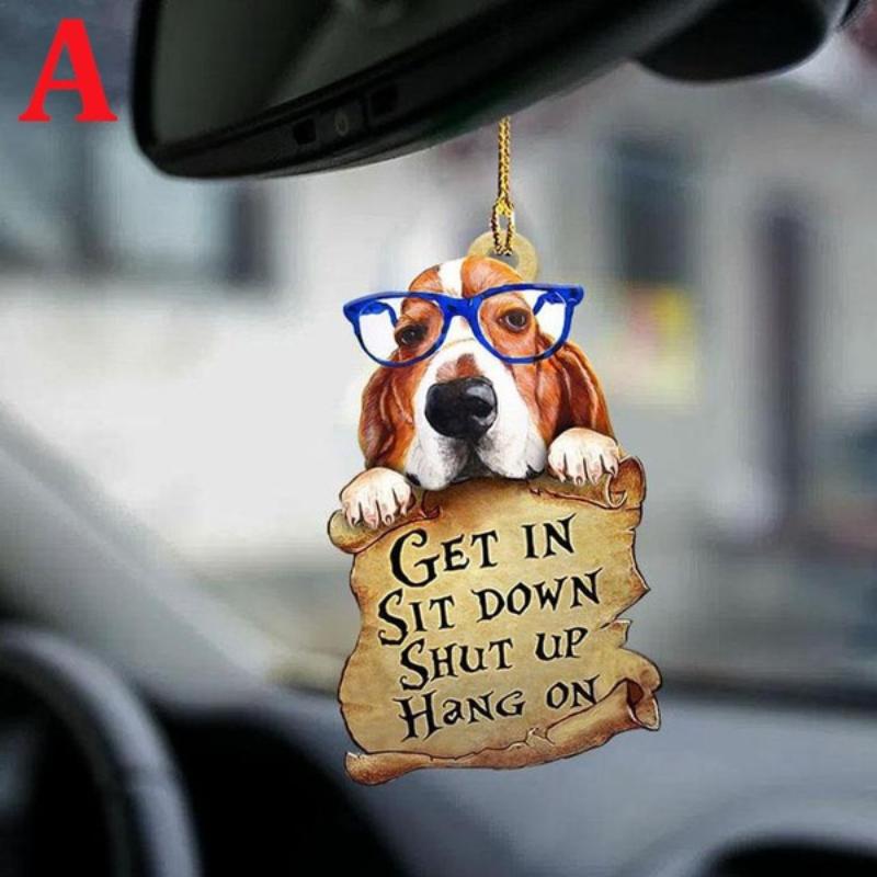 

STONEGO Cute Dog Ornament Lovely Acrylic Animal Car Hanger Car Decor Two Sided Ornament