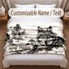 Wolf Theme Soft Blanket Personalized Custom Name Text Print Warm Blanket Home Sofa Bedroom Decor