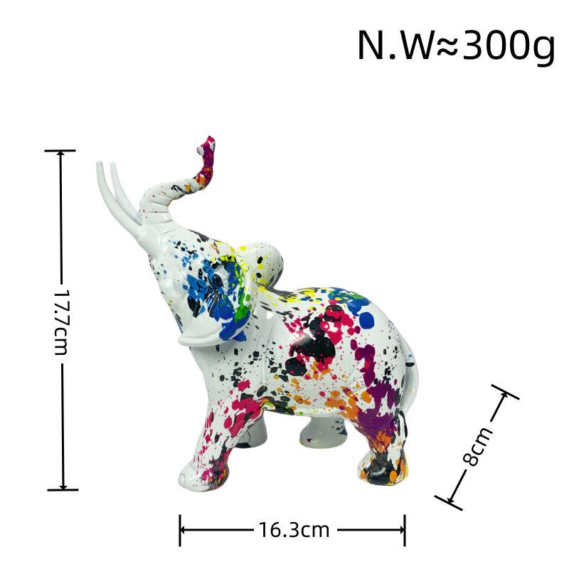 New Creative Resin Crafts Graffiti Colorful Elephant Ornaments Home Decor Living Room Foyer Desktop Ornaments Decorative Gifts