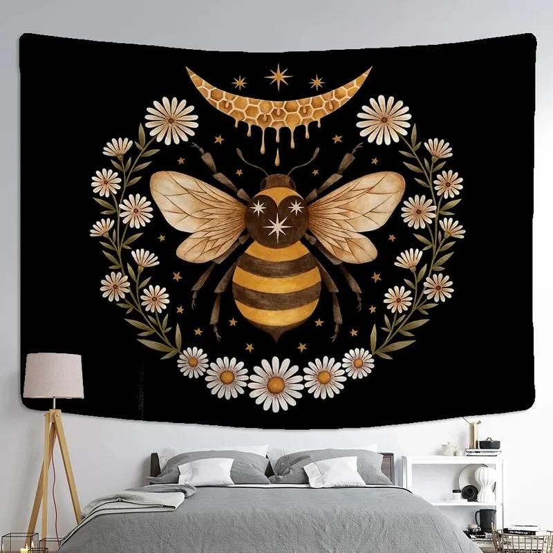 Butterfly Bee and Flowers Tapestry Office Living Room Decoration Home Wall Tapestry