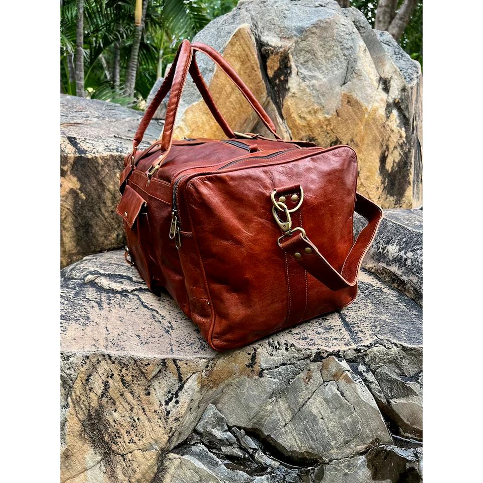 Big Sale Men Vintage Handmade Travel Luggage Duffle Gym Bags Tote Goat Leather