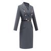 Teluoman Professional Grey V-Neck Suit Dress