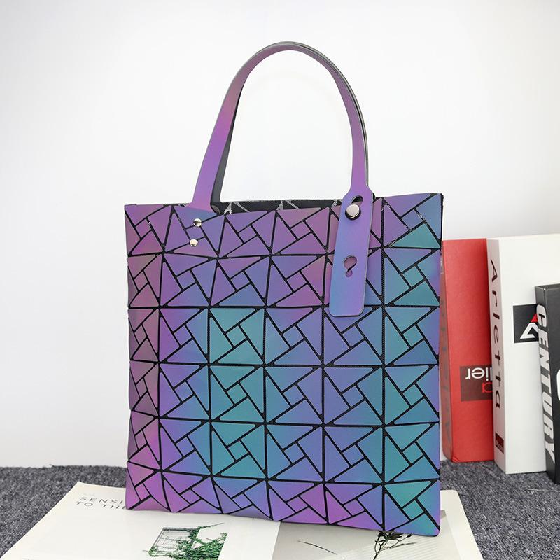 

Складная сумка-шоппер Геометрический ромб Меняющая цвет Светящаяся Сумка-тоут Женская Японская Ромб Модная Сумка на плечо/в руке