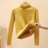 Integrated Fleece Turtleneck Sweater Women Autumn Winter Fleece Lined Thickened Layering Base Layer Knit Top