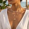 Bohemian Imitation Pearl Shell Starfish Pendant Necklace for Women Irregular Stone Sea Star Ocean Charm Choker Summer Jewelry