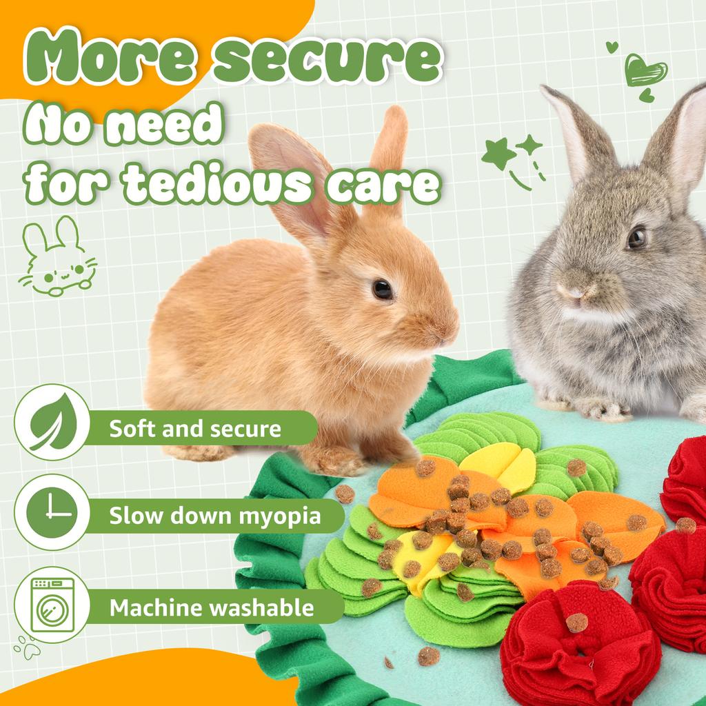 New Pet Snuffle Mat Round Rabbit Foraging Mat Foldable Portable Bunny Puzzle Mat Pet Supplies for Guinea Pig Kitten and Puppy