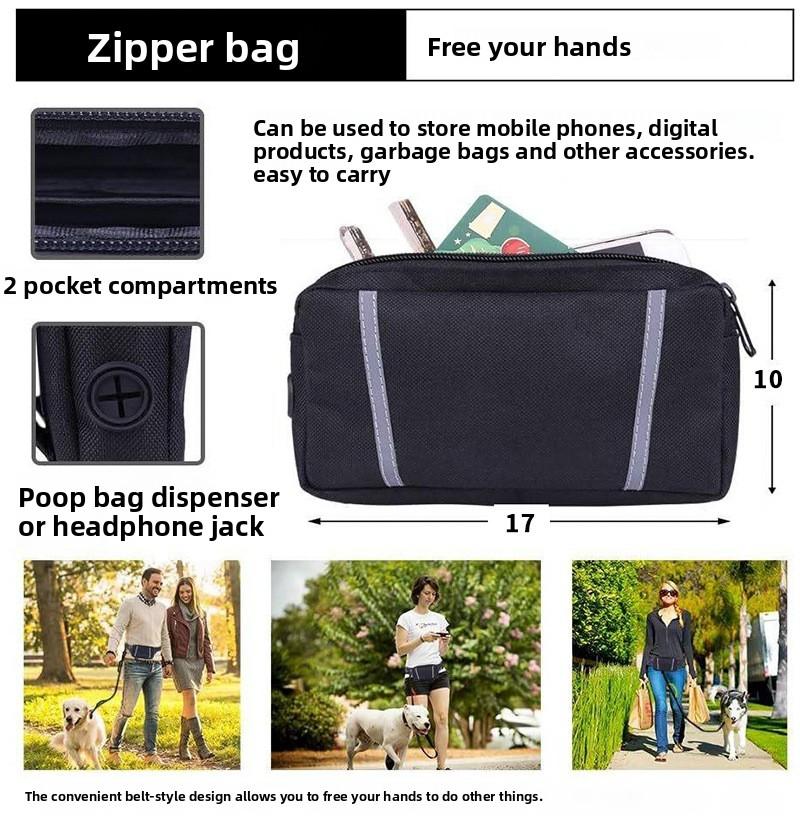 Outdoor running pet leash nylon reflective night run walk fanny pack leash dog leash set