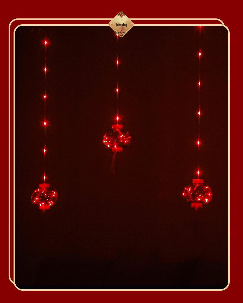 In-Stock New Year Red Lantern LED Curtain Lights for Festive Atmosphere and Spring Festival Decoration