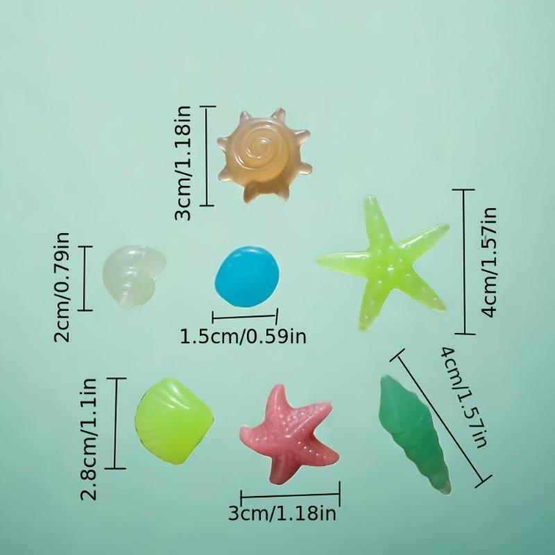 100PCS luminous color resin marine decorative stone, marine theme, lasting shine, aquarium and bonsai, glass container luminous stone