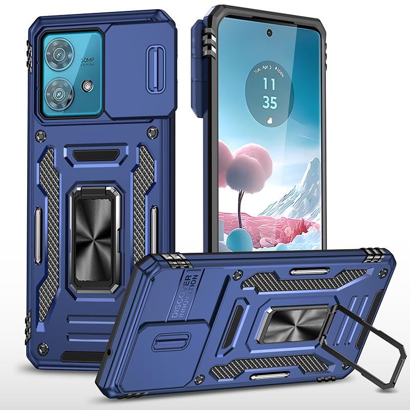 Armor Series For Motorola Edge 40 Neo 5G Case PC+TPU Phone Cover with Kickstand/Lens Shield