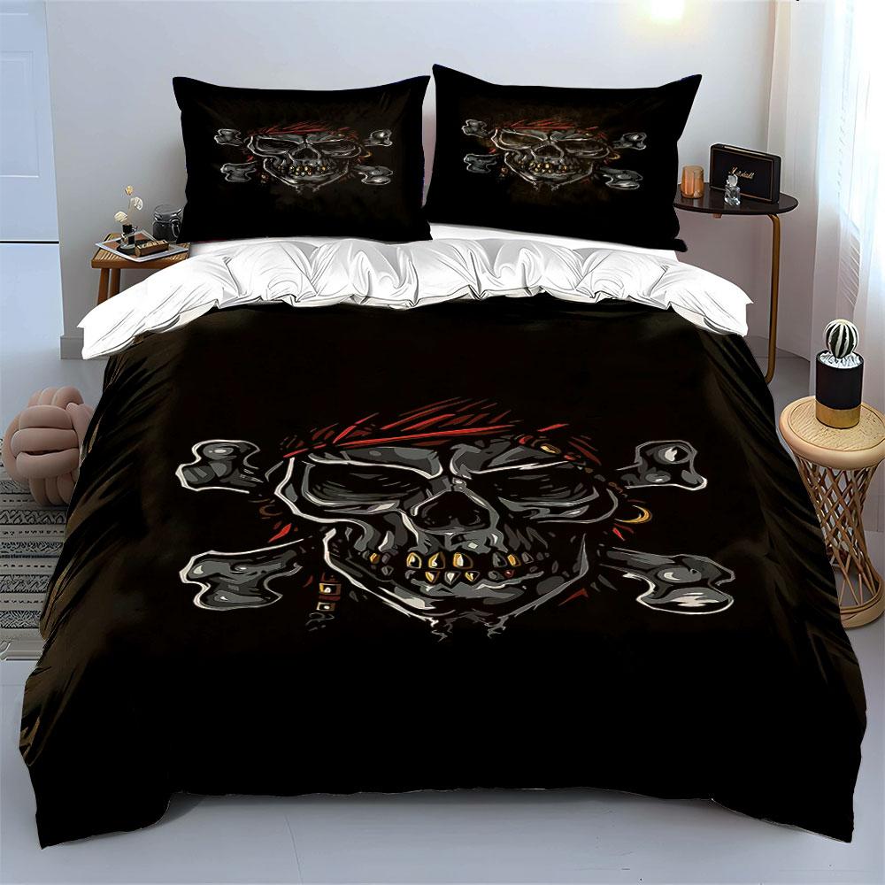 Skull with crossed bones. Bedding sets Duvet cover sets Duvet covers Pillowcases(1 * Duvet Cover 2 * Pillowcases without duvet insert)