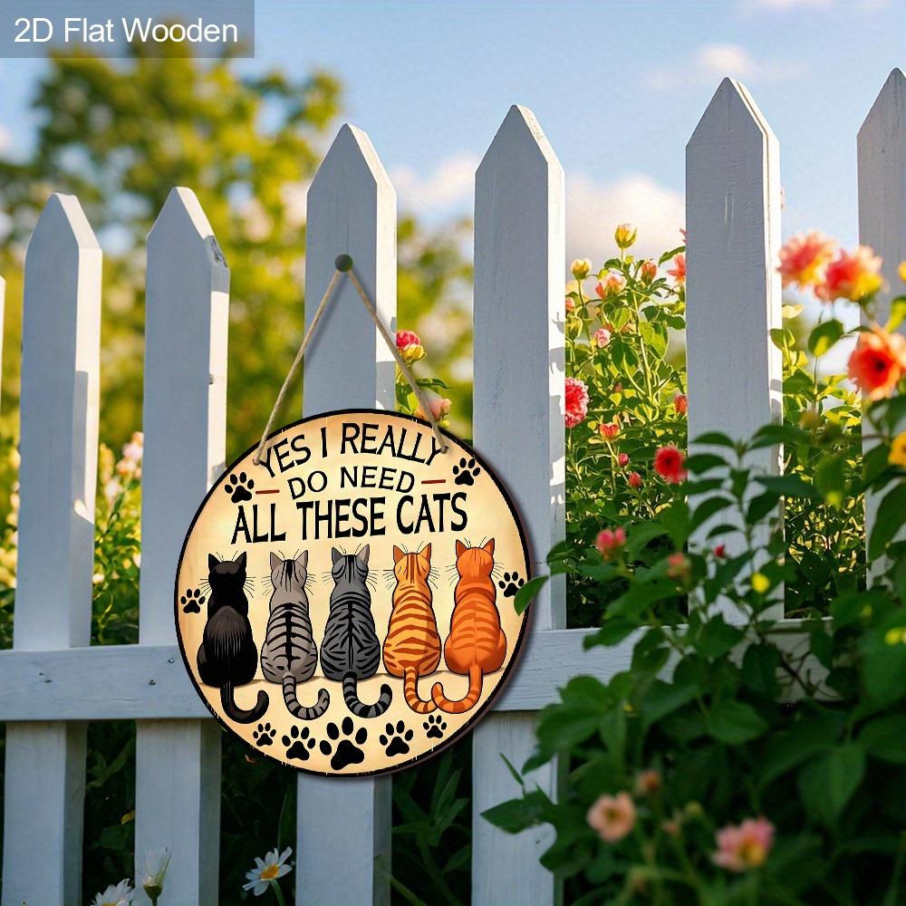 2D Flat Rustic Wooden Sign with Cat Theme, Charming Pet Decorative Plaque with Adorable Cat Pattern Design, Ideal for Front Door Decor