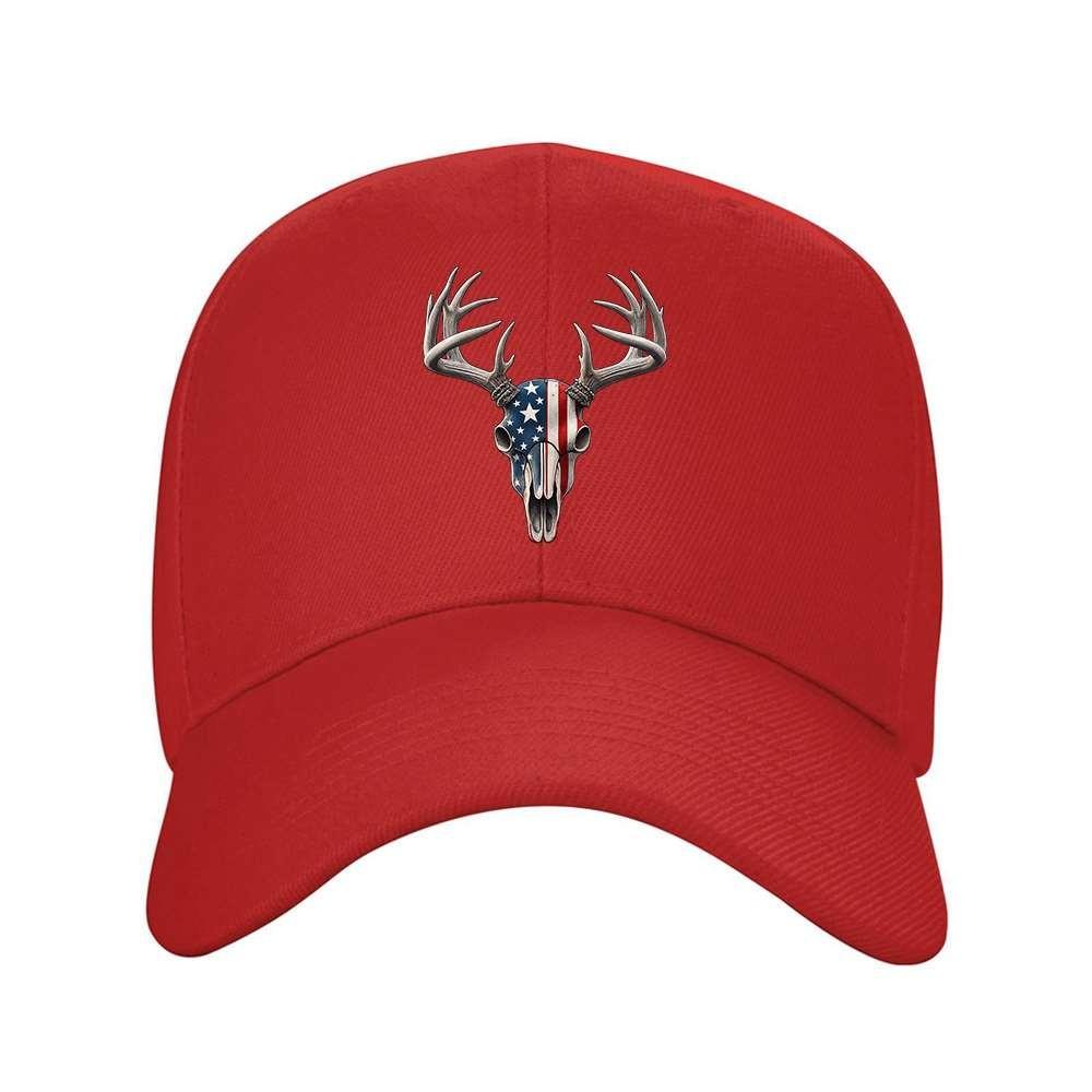 Hirschschädel Amerikanische Flagge Baseballkappe Verstellbar Unisex Outdoor Reise Modehut