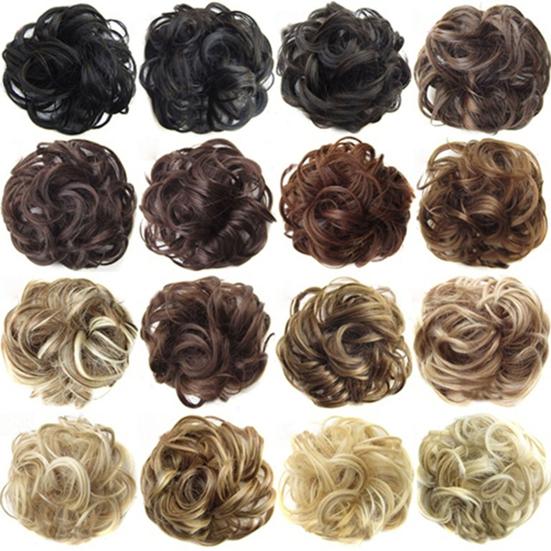 Hair Extension Woman Bun With Wavy Hair Synthetic Bud Hair Chignon Wig