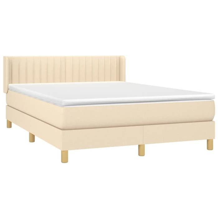 Sommier à lattes avec matelas - Maison Exclusive - Crème - 140x200 cm - Tête de lit réglable