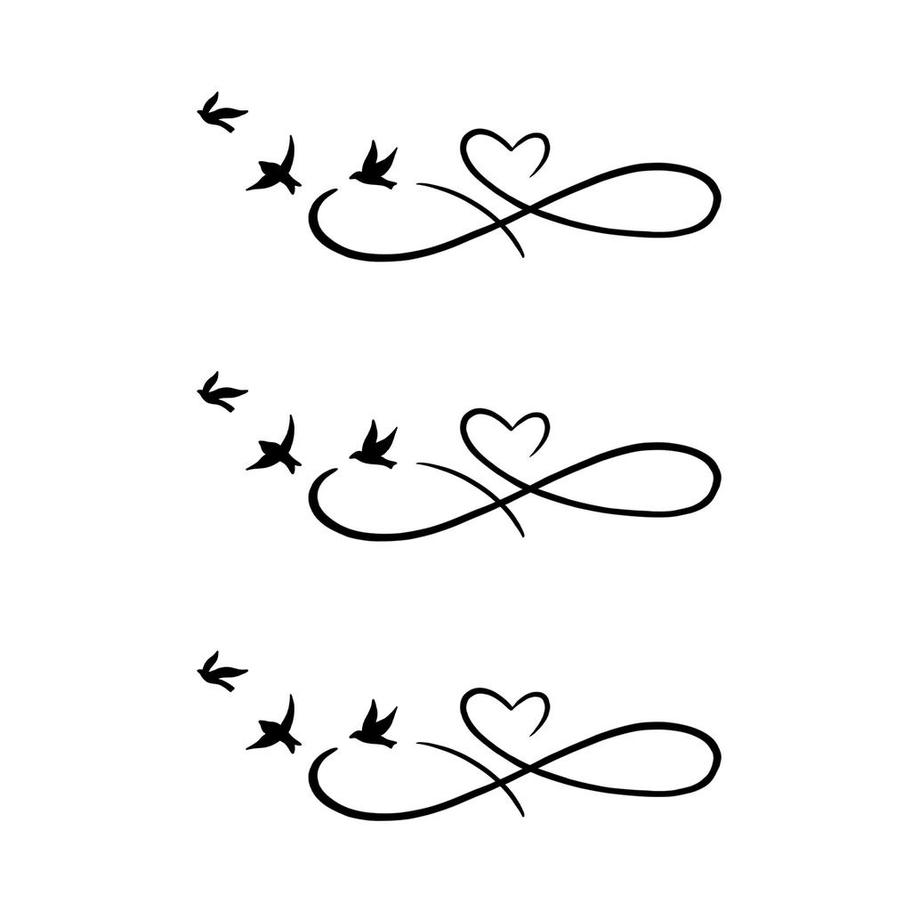 Ins Simple Love Flower Butterfly Swallow Mobius Ring Infinite Loop Wrist Tattoo Sticker