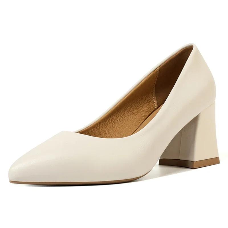 Fashion Zoki 2025 Thick Heels Basic Pumps for Women Solid Color Pointed Toe High Heel Office Shoes Woman Shallow Plus Size Pumps 35-42