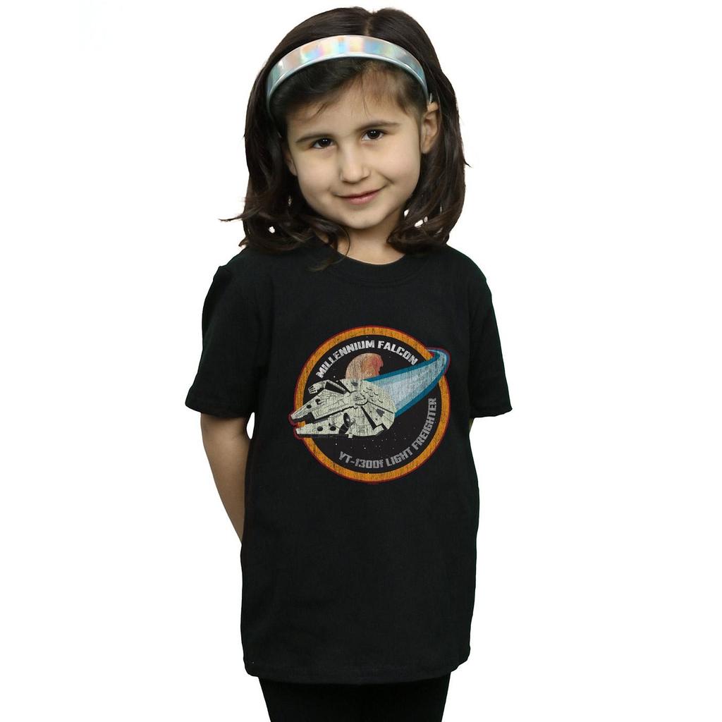 STAR WARS Girls Millennium Falcon Badge Cotton T-Shirt