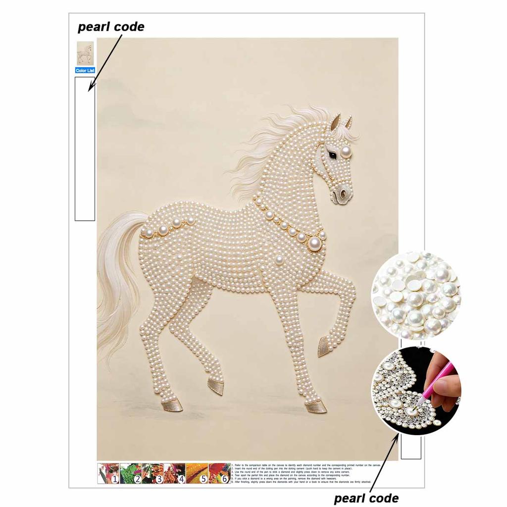 5D DIY Pearl Diamond Painting Kit Majestic Horse Full Drill Embroidery Mosaic Art Home Wall Decor Gift