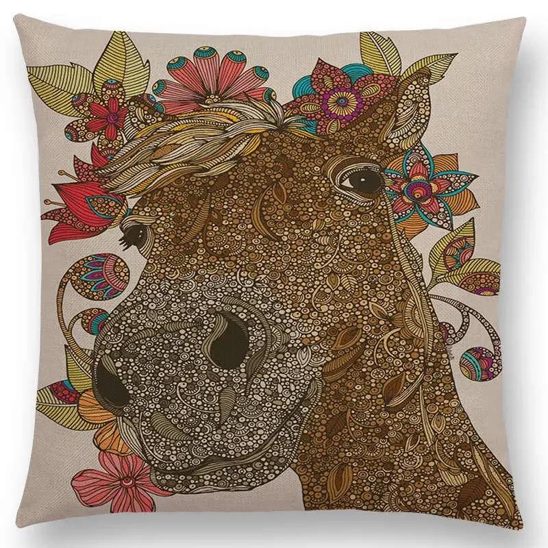 Hinduism Style Cushion Cover Mandalas Floral Animals Flower Deer Elephant Whale Bee Pig Pangolin Squirrel Frog Sofa Pillow Case