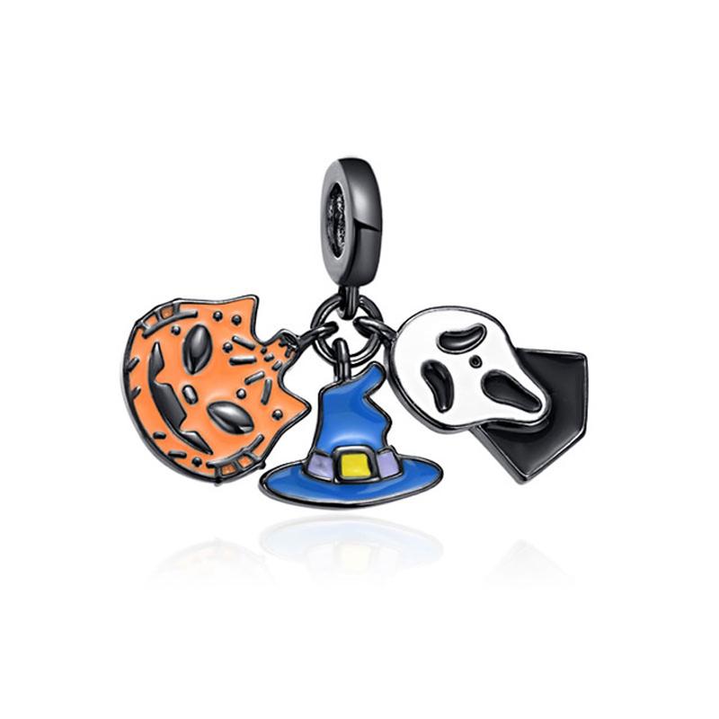 Halloween New Copper Thriller Party Skull Witch Pumpkin Cute Ghost Charm Beads Suitable For Diy Original Bracelet Making