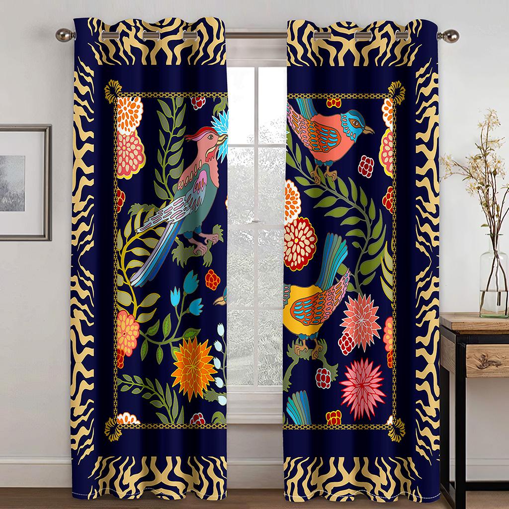 Gold Chinese Vintage Animal Plant Luxury Window Curtains In the Kids Bedroom Living Room Hall Treatments Kitchen Drapes Blinds