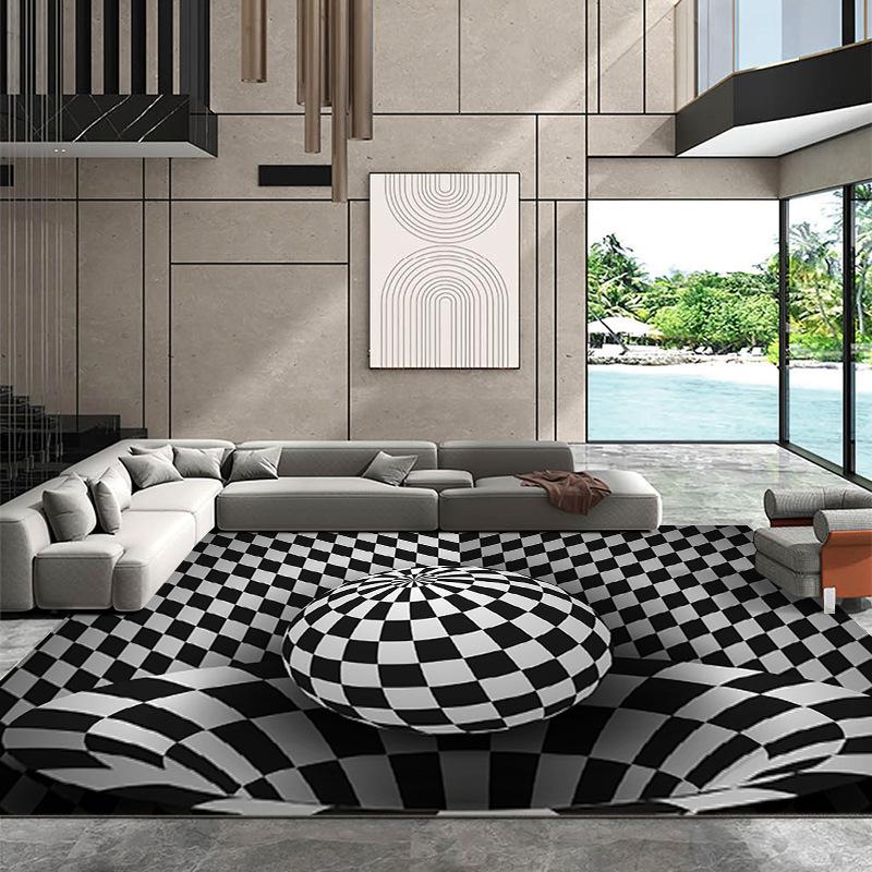3D Vision Whirlpool Carpet Living Room Sofa Coffee Table Mat Bedroom Full of Foot Mat Home Decor Crystal Velvet Floor Mat