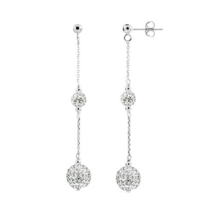 Brincos - LOVA LOLA VAN DER KEEN - BRANCO Puro - Prata Esterlina 925 - Cristal Branco - Sistema de Encaixe