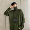 Suéter de cuello alto para hombre, estilo moderno, informal, holgado, combinable, cálido, elegante, para invierno, para parejas, suéteres sólidos